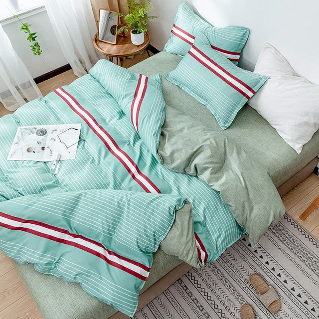 Bedding Set Lattice Bed Linen Pattern Simplicity Bed sheet Quilt Cover Pillowcase 4pcs King size Single Queen Double Bedclothes