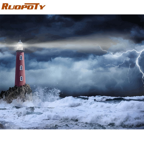 RUOPOTY Frame Picture Diy Painting By Numbers Landscape Kit Modern Home Wall Art Picture Unique Gift For Home Decors Artworks