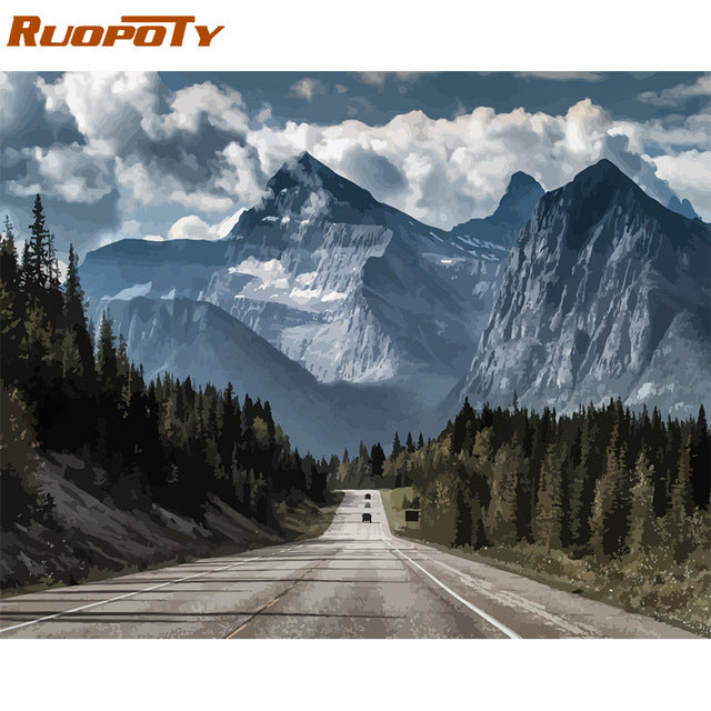 RUOPOTY Frame Picture Diy Painting By Numbers Landscape Kit Modern Home Wall Art Picture Unique Gift For Home Decors Artworks