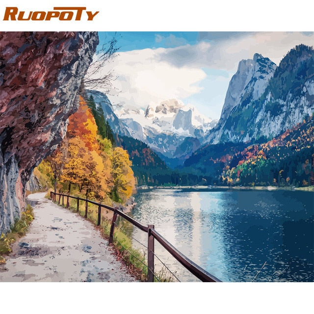 RUOPOTY Frame Picture Diy Painting By Numbers Landscape Kit Modern Home Wall Art Picture Unique Gift For Home Decors Artworks