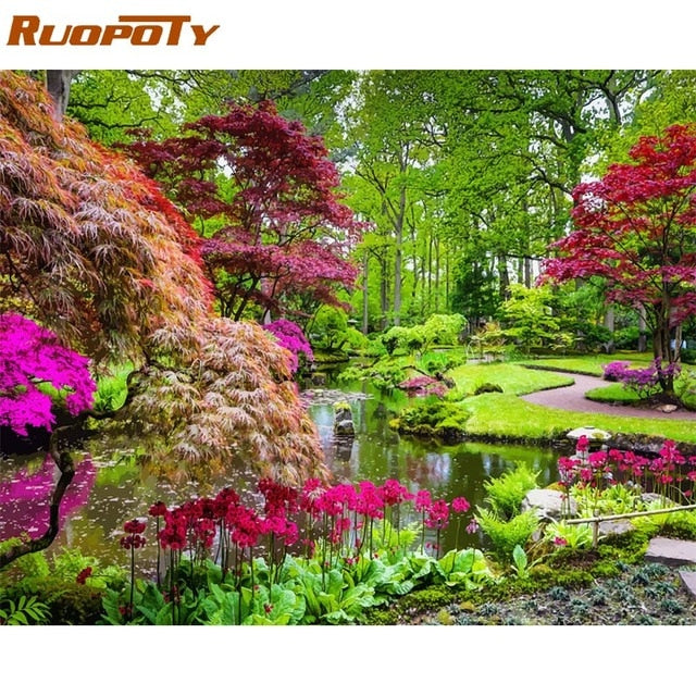RUOPOTY Frame Picture Diy Painting By Numbers Landscape Kit Modern Home Wall Art Picture Unique Gift For Home Decors Artworks
