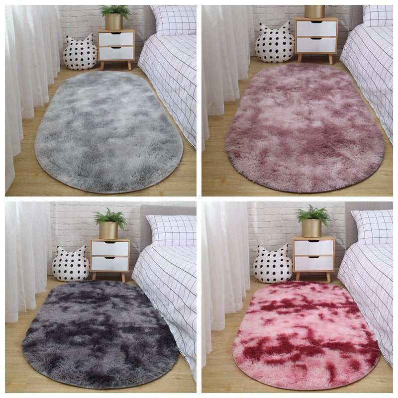 Carpet bedroom oval bedside carpet living room sofa coffee table mat floor room plush rug not lint non-fading non-slip blanket