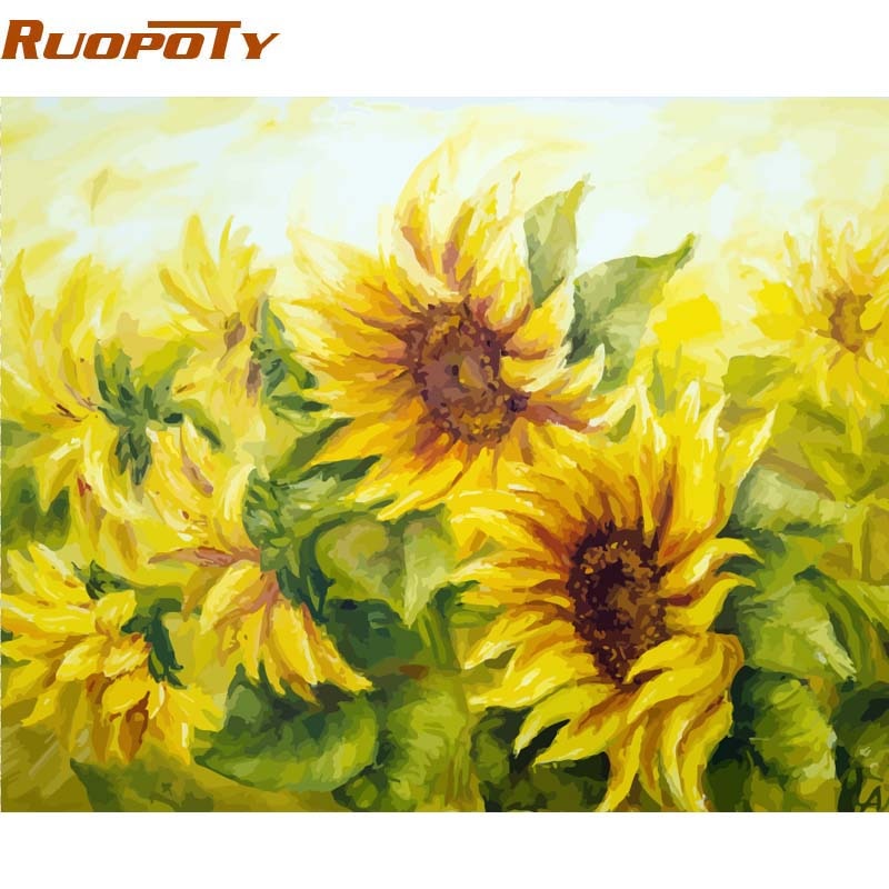 RUOPOTY Frame Picture DIY Painting By Numbers Kit Flowers Landscape Modern Wall Art Picture Canvas By Numbers For Home Decor Art