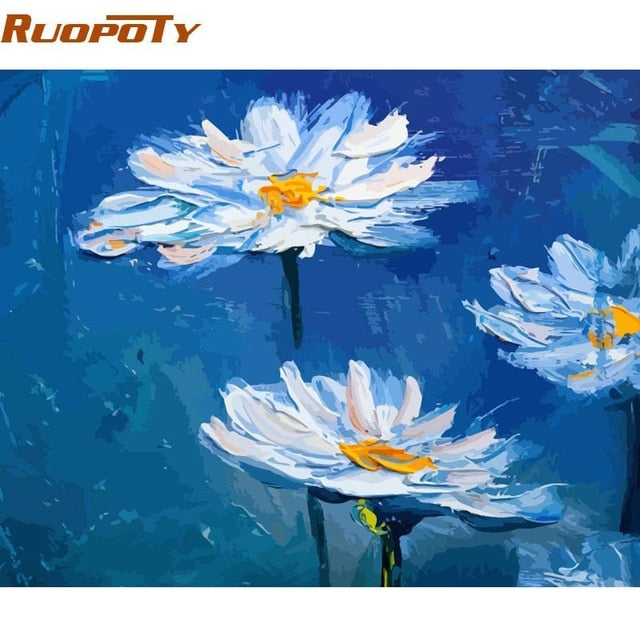 RUOPOTY Frame Picture DIY Painting By Numbers Kit Flowers Landscape Modern Wall Art Picture Canvas By Numbers For Home Decor Art
