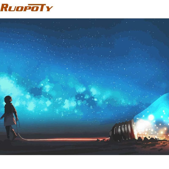 RUOPOTY Frame Picture DIY Painting By Numbers Kit Flowers Landscape Modern Wall Art Picture Canvas By Numbers For Home Decor Art