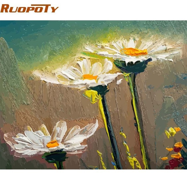RUOPOTY Frame Picture DIY Painting By Numbers Kit Flowers Landscape Modern Wall Art Picture Canvas By Numbers For Home Decor Art