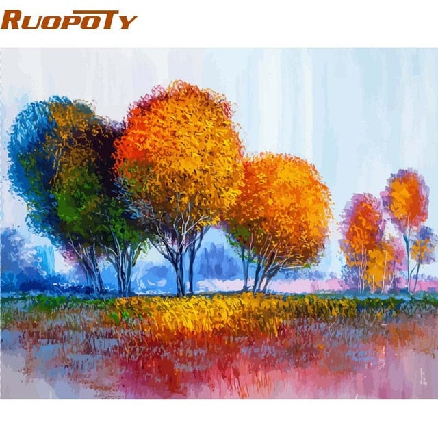 RUOPOTY Frame Picture DIY Painting By Numbers Kit Flowers Landscape Modern Wall Art Picture Canvas By Numbers For Home Decor Art