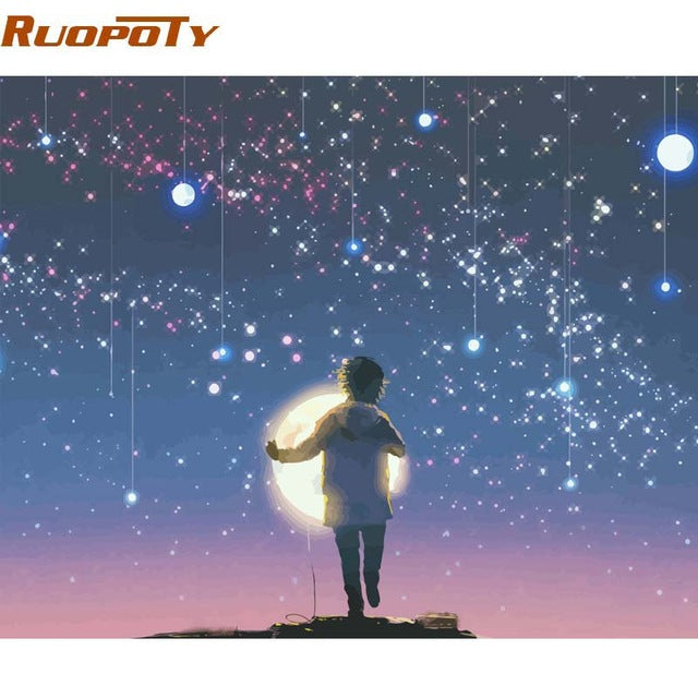 RUOPOTY Frame Picture DIY Painting By Numbers Kit Flowers Landscape Modern Wall Art Picture Canvas By Numbers For Home Decor Art