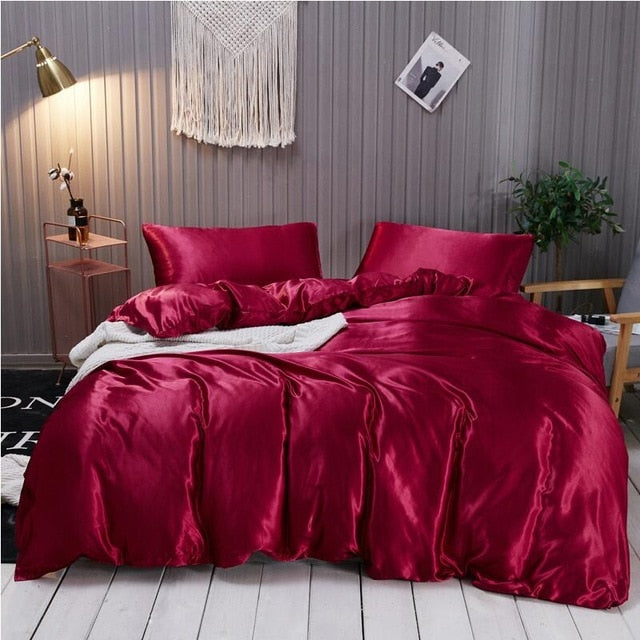 White Black Bedding Sets King Double Size Satin Silk Summer Used Single Bed Linen China Luxury Bedding Kit Duvet Cover Set