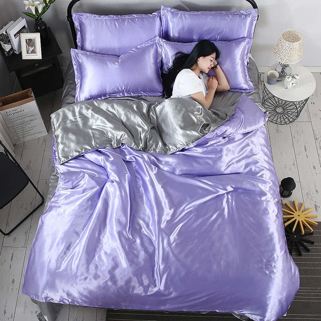 White Black Bedding Sets King Double Size Satin Silk Summer Used Single Bed Linen China Luxury Bedding Kit Duvet Cover Set