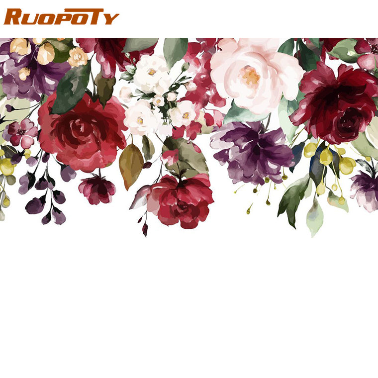 RUOPOTY Frame Diy Painting By Numbers Flowers Kit Wall Art Picture Home Decor Handpainted Coloring By Numbers For Living Room