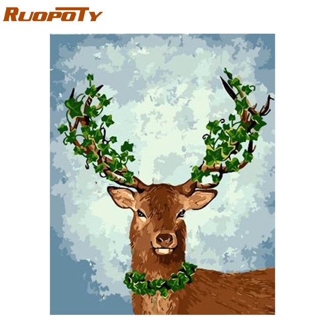 RUOPOTY Frame Diy Painting By Numbers Flowers Kit Wall Art Picture Home Decor Handpainted Coloring By Numbers For Living Room