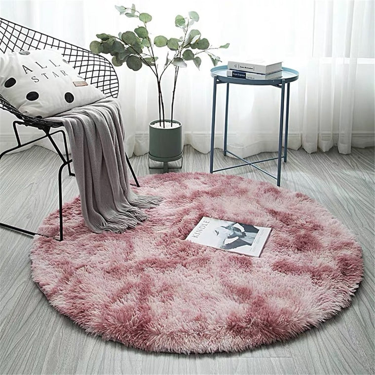 Pink Round Carpet Nordic Ins Style Gradient Colorful Rug For Living Room Bedroom Rugs Fur Mats Large Size Hanging Basket Mat