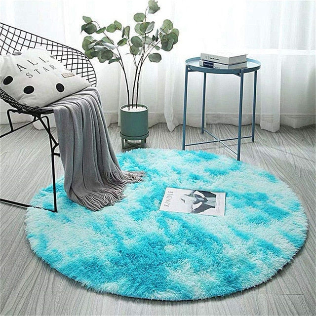 Pink Round Carpet Nordic Ins Style Gradient Colorful Rug For Living Room Bedroom Rugs Fur Mats Large Size Hanging Basket Mat