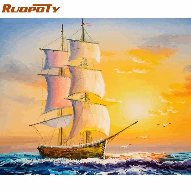 RUOPOTY Frame Romantic Paris DIY Painting By Numbers Landscape Acrylic Paint By Numbers For Home Wall Art Picture Gift 60x75cm