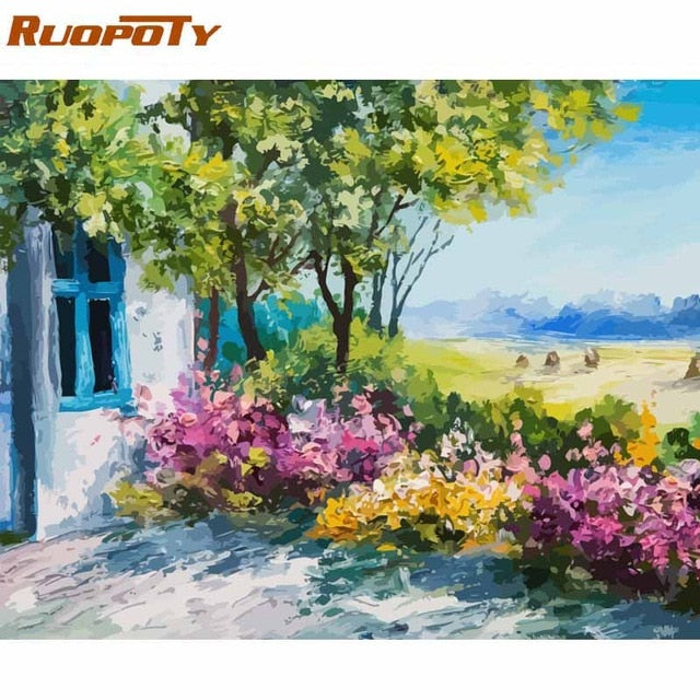 RUOPOTY Frame Romantic Paris DIY Painting By Numbers Landscape Acrylic Paint By Numbers For Home Wall Art Picture Gift 60x75cm