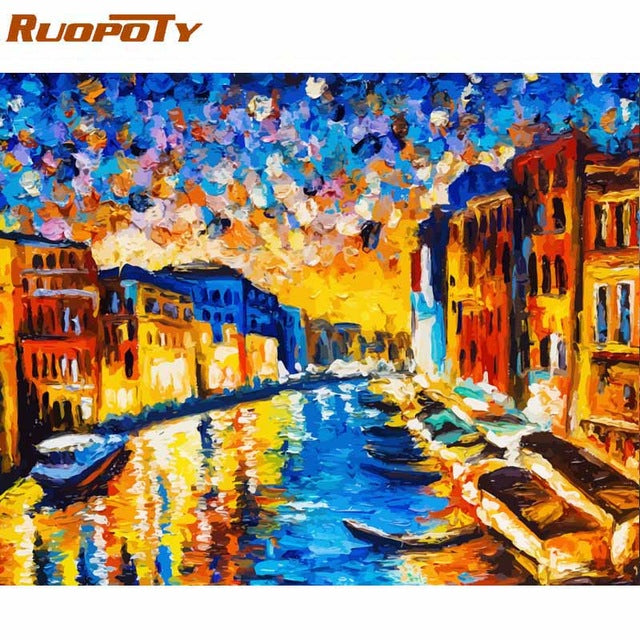 RUOPOTY Frame Romantic Paris DIY Painting By Numbers Landscape Acrylic Paint By Numbers For Home Wall Art Picture Gift 60x75cm