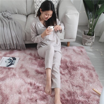 European long hair fashion bedroom carpet bay window bedside mat washable personality blanket Gradient color living room rug