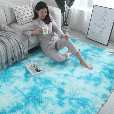 European long hair fashion bedroom carpet bay window bedside mat washable personality blanket Gradient color living room rug
