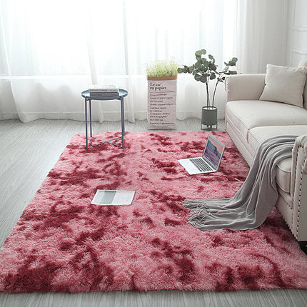 European long hair fashion bedroom carpet bay window bedside mat washable personality blanket Gradient color living room rug