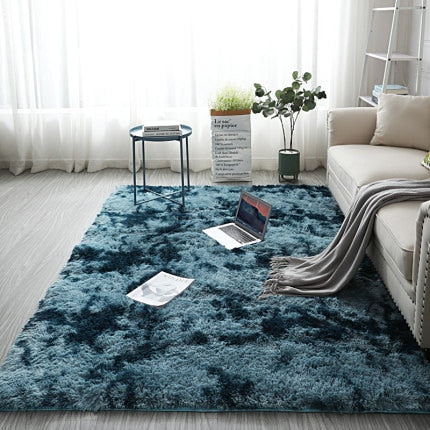European long hair fashion bedroom carpet bay window bedside mat washable personality blanket Gradient color living room rug