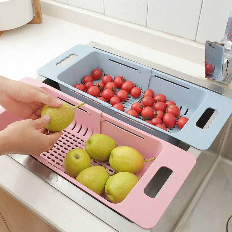 Retractable sink, drain rack, storage rack, kitchen, plastic bowl, chopsticks rack, household vegetable storage rack, bowl rack
