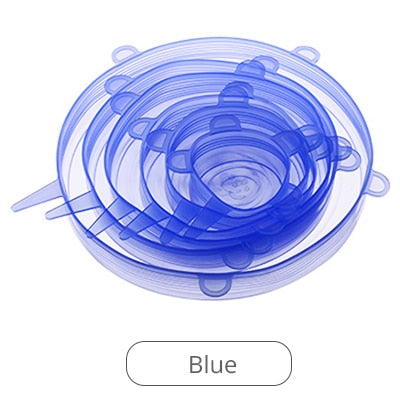 6pcs Silicone Cover Stretch Lids Reusable Airtight Food Wrap Covers Keeping Fresh Seal Bowl Stretchy Wrap Cover Kitchen Cookware