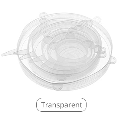 6pcs Silicone Cover Stretch Lids Reusable Airtight Food Wrap Covers Keeping Fresh Seal Bowl Stretchy Wrap Cover Kitchen Cookware