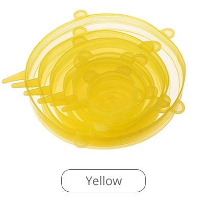 6pcs Silicone Cover Stretch Lids Reusable Airtight Food Wrap Covers Keeping Fresh Seal Bowl Stretchy Wrap Cover Kitchen Cookware