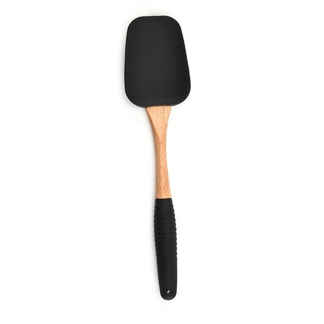 Dropshipping Silicone Wood Turner Soup Spoon Spatula Brush Scraper Pasta Gloves Egg Beater Kitchen Cooking Tools Kitchenware