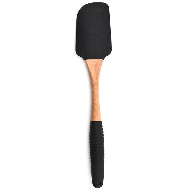 Dropshipping Silicone Wood Turner Soup Spoon Spatula Brush Scraper Pasta Gloves Egg Beater Kitchen Cooking Tools Kitchenware