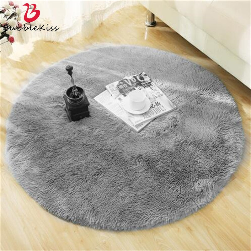 Fluffy Round Rug Carpets for Living Room Decor Faux Fur Rugs Kids Room Long Plush Rugs for Bedroom Shaggy Area Rug Modern Mats