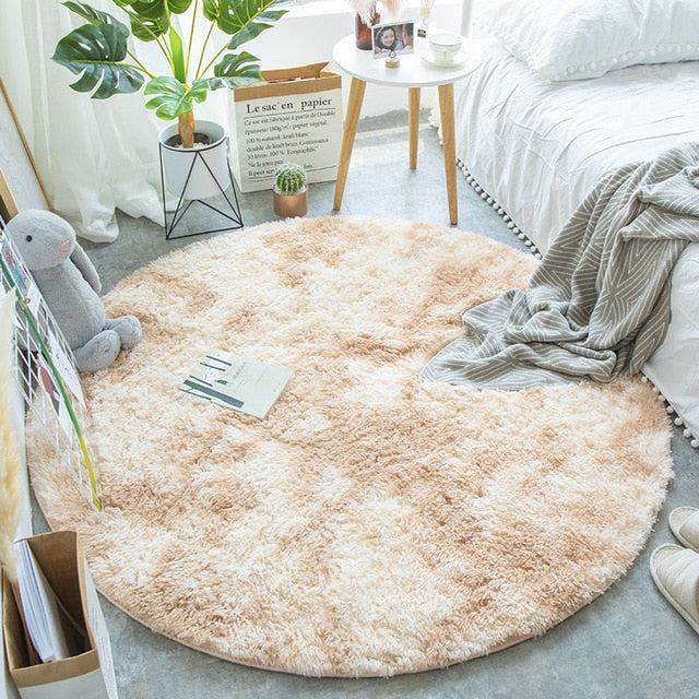 Fluffy Round Rug Carpets for Living Room Decor Faux Fur Rugs Kids Room Long Plush Rugs for Bedroom Shaggy Area Rug Modern Mats