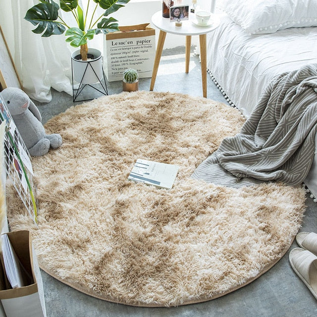 Fluffy Round Rug Carpets for Living Room Decor Faux Fur Rugs Kids Room Long Plush Rugs for Bedroom Shaggy Area Rug Modern Mats