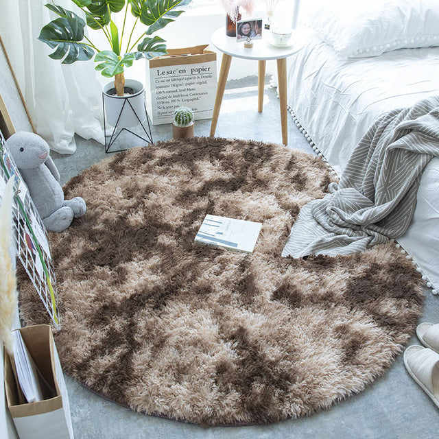 Fluffy Round Rug Carpets for Living Room Decor Faux Fur Rugs Kids Room Long Plush Rugs for Bedroom Shaggy Area Rug Modern Mats