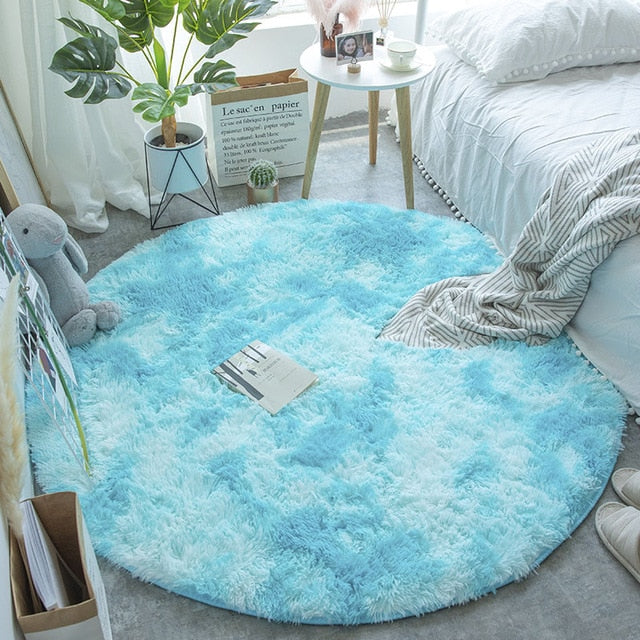 Fluffy Round Rug Carpets for Living Room Decor Faux Fur Rugs Kids Room Long Plush Rugs for Bedroom Shaggy Area Rug Modern Mats