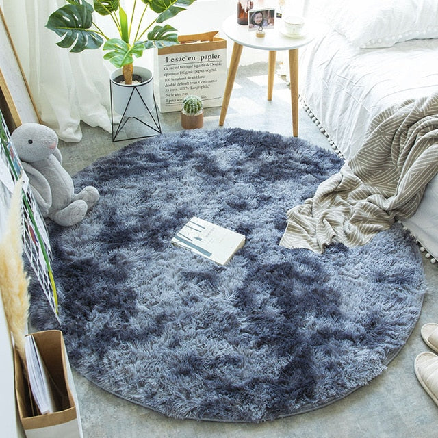Fluffy Round Rug Carpets for Living Room Decor Faux Fur Rugs Kids Room Long Plush Rugs for Bedroom Shaggy Area Rug Modern Mats