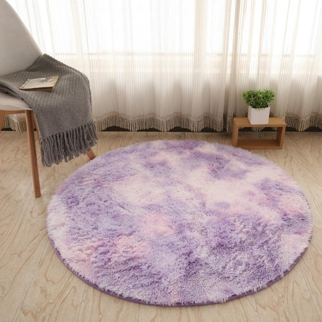 Fluffy Round Rug Carpets for Living Room Decor Faux Fur Rugs Kids Room Long Plush Rugs for Bedroom Shaggy Area Rug Modern Mats