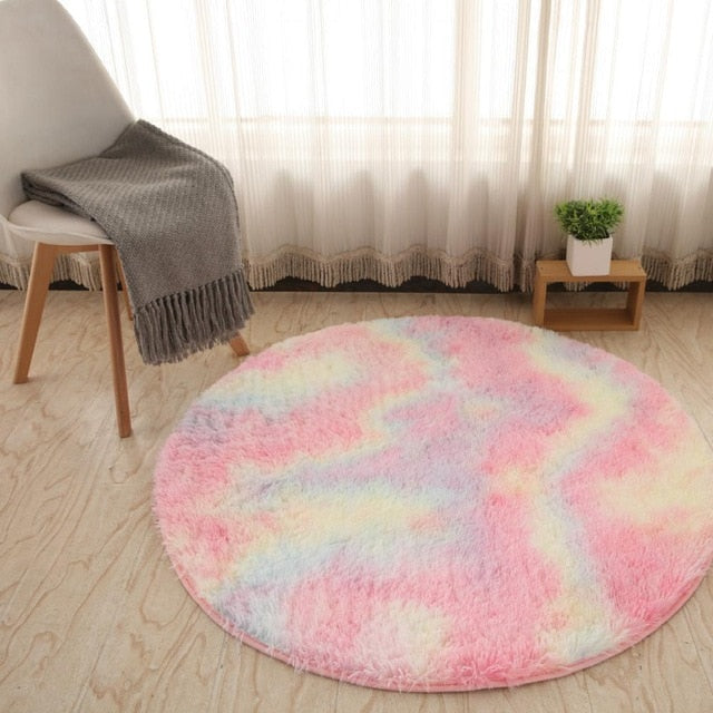 Fluffy Round Rug Carpets for Living Room Decor Faux Fur Rugs Kids Room Long Plush Rugs for Bedroom Shaggy Area Rug Modern Mats