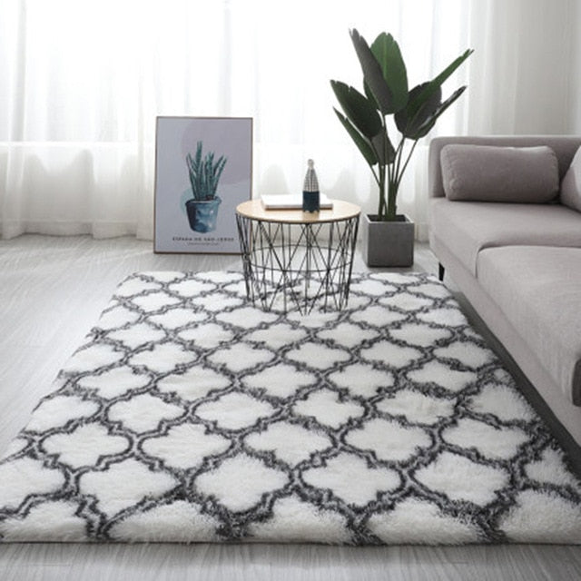Grey Carpet Tie Dyeing Plush Soft Carpets For Living Room Bedroom Anti-slip Floor Mats Bedroom Water Absorption Carpet Rugs