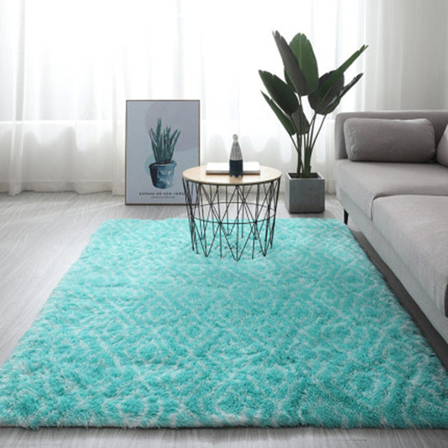 Grey Carpet Tie Dyeing Plush Soft Carpets For Living Room Bedroom Anti-slip Floor Mats Bedroom Water Absorption Carpet Rugs