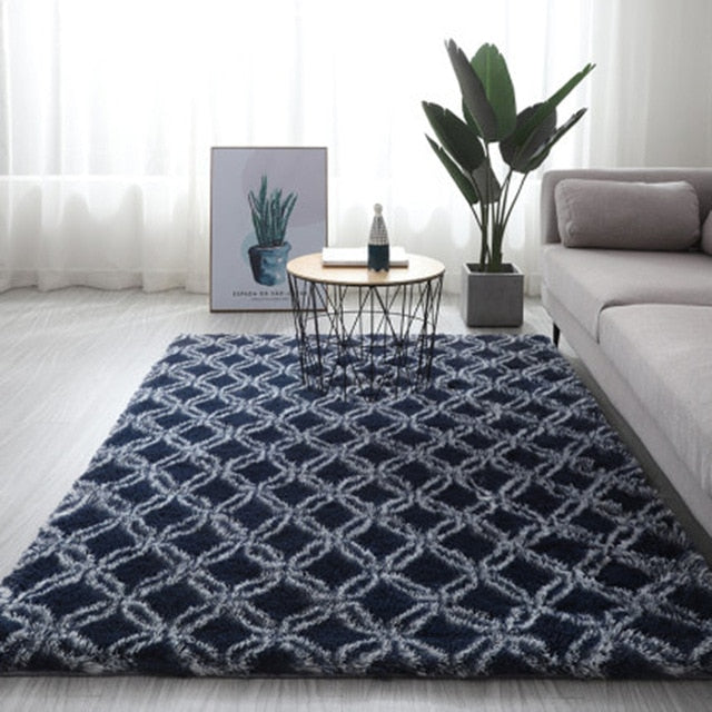 Grey Carpet Tie Dyeing Plush Soft Carpets For Living Room Bedroom Anti-slip Floor Mats Bedroom Water Absorption Carpet Rugs
