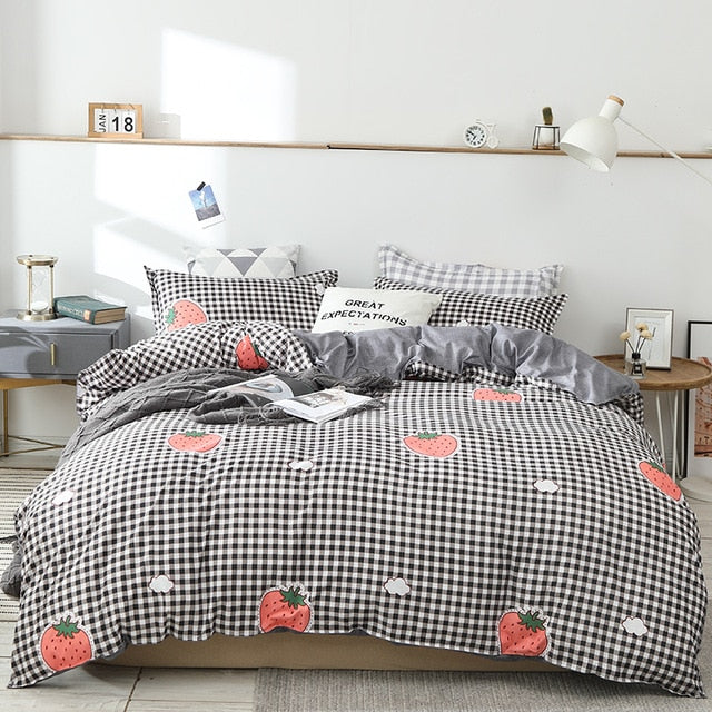 Black star Bed Linen High Quality 3/4pcs Bedding Set duvet Cover Flat bed sheet pillowcase soft Twin Single full queen king