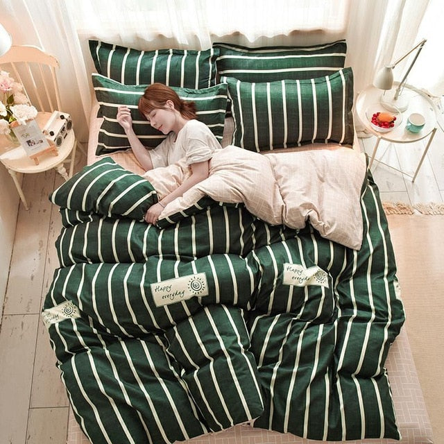 Gray 4pcs Girl Boy Kid Bed Cover Set Cartoon Duvet Cover Adult Child Bed Sheets And Pillowcases Comforter Bedding Set 2TJ-61005