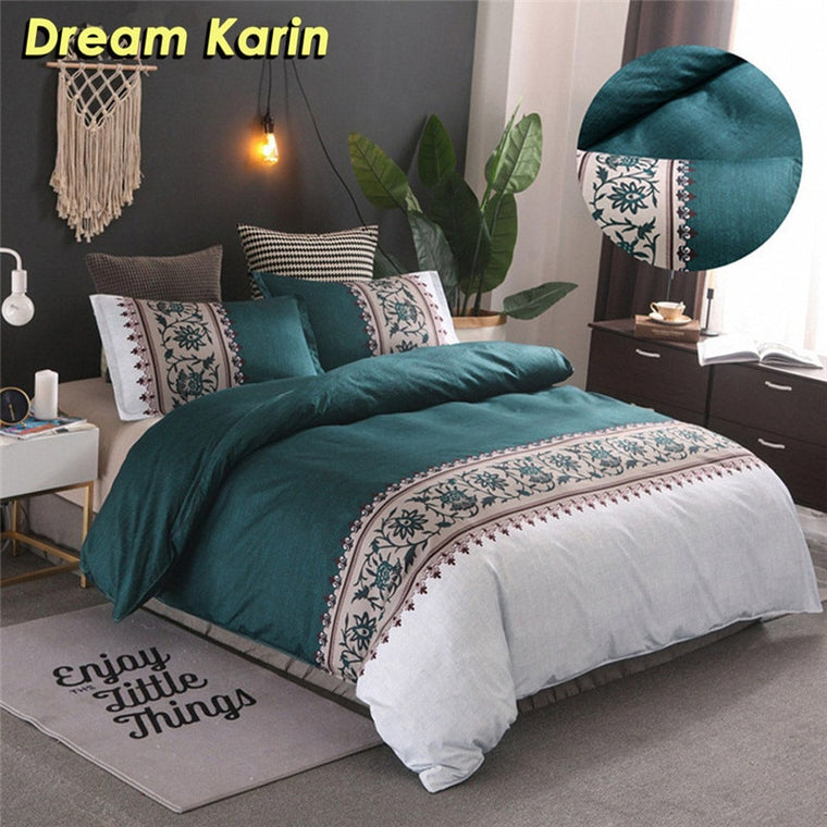 Simple Luxury King Size Bedding Set Jacquard Floral Printed Bed Linen Duvet Cover Sets Quilt Covers Bedclothes (No Bed Sheet)