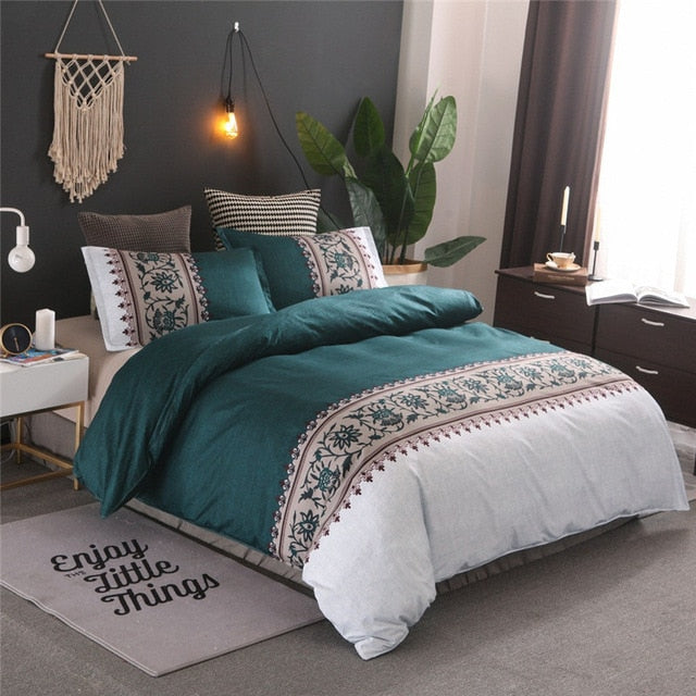 Simple Luxury King Size Bedding Set Jacquard Floral Printed Bed Linen Duvet Cover Sets Quilt Covers Bedclothes (No Bed Sheet)