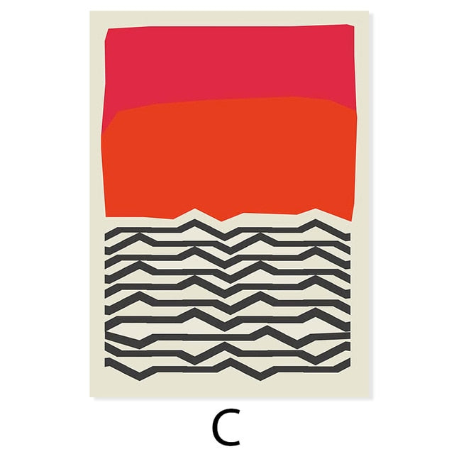 Modern Multicolored Red Blue Abstract Geometric Wall Art Canvas Painting Picture Poster and Print Gallery Living Room Home Decor