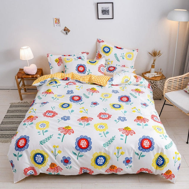 Flower Bedding Sets 3/4pcsBed Linings Duvet Cover Bed Sheet Pillowcases Bedding Set for Girl Kids