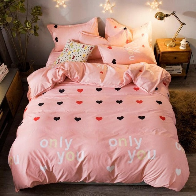Flower Bedding Sets 3/4pcsBed Linings Duvet Cover Bed Sheet Pillowcases Bedding Set for Girl Kids
