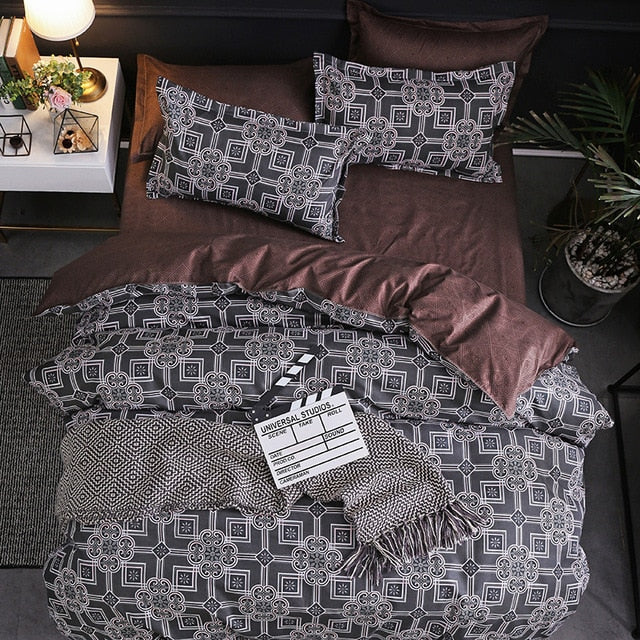 JDDTON New Arrival Classical Double sided Bed Linings Concise Style Bedding Set Quilt Cover Pillowcase Cover Bed 3pcs/set BE031